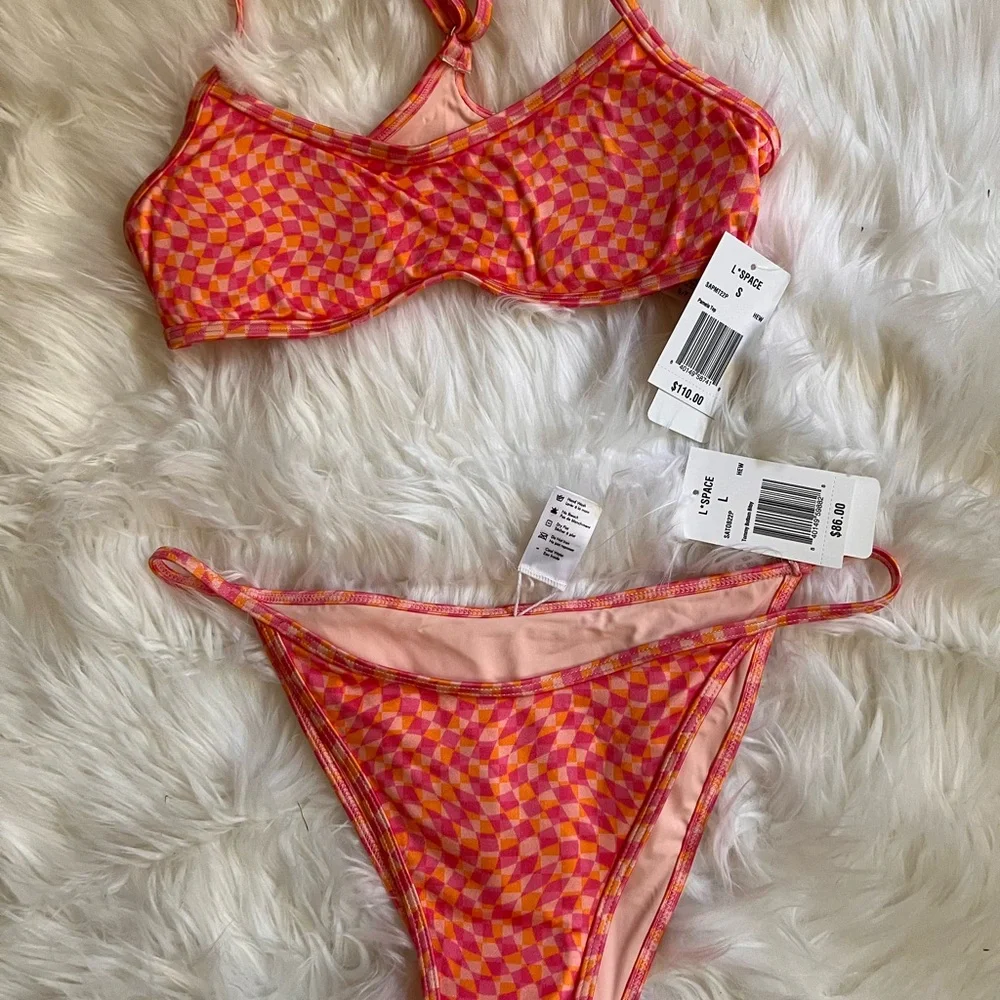 NWT L*Space Pink Orange Geo Print Bikini Set Size S